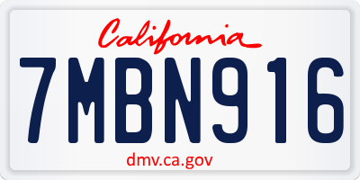 CA license plate 7MBN916
