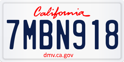 CA license plate 7MBN918