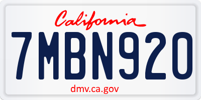 CA license plate 7MBN920