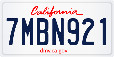 CA license plate 7MBN921