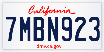 CA license plate 7MBN923