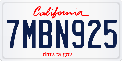 CA license plate 7MBN925