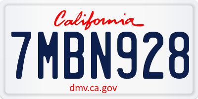 CA license plate 7MBN928
