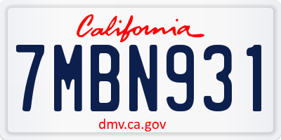 CA license plate 7MBN931