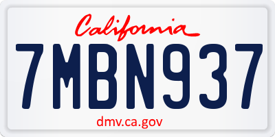 CA license plate 7MBN937