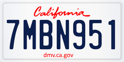 CA license plate 7MBN951