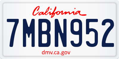 CA license plate 7MBN952