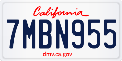 CA license plate 7MBN955