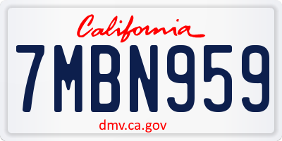 CA license plate 7MBN959