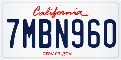 CA license plate 7MBN960