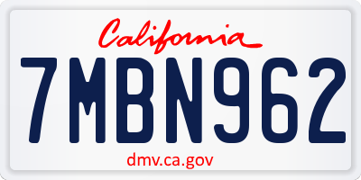 CA license plate 7MBN962