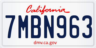 CA license plate 7MBN963
