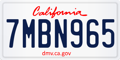 CA license plate 7MBN965