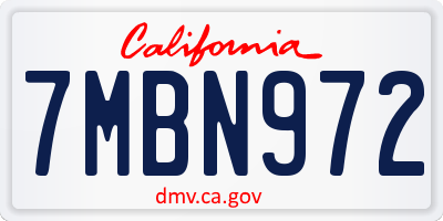 CA license plate 7MBN972