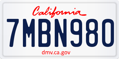 CA license plate 7MBN980