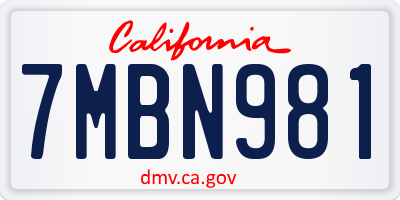 CA license plate 7MBN981