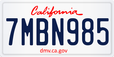 CA license plate 7MBN985