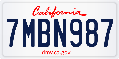 CA license plate 7MBN987