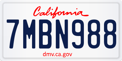 CA license plate 7MBN988