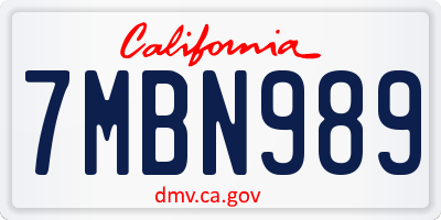 CA license plate 7MBN989
