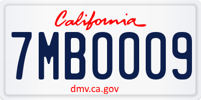 CA license plate 7MBO009