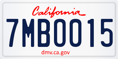 CA license plate 7MBO015