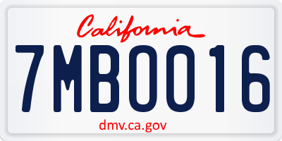 CA license plate 7MBO016