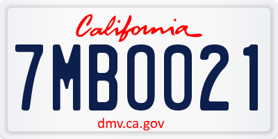 CA license plate 7MBO021
