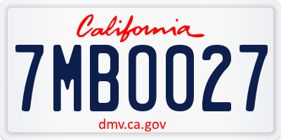 CA license plate 7MBO027
