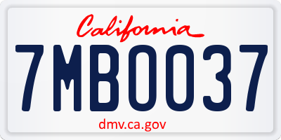 CA license plate 7MBO037