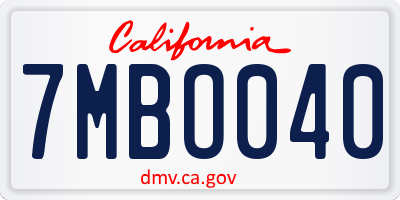 CA license plate 7MBO040
