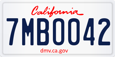 CA license plate 7MBO042