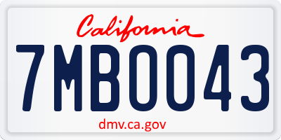 CA license plate 7MBO043