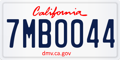 CA license plate 7MBO044