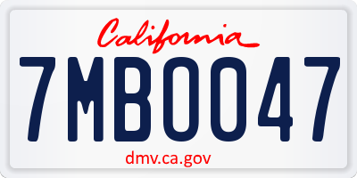 CA license plate 7MBO047