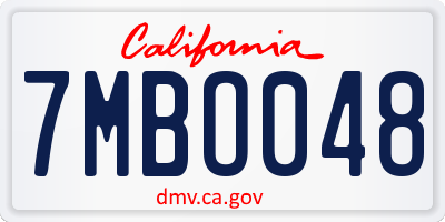 CA license plate 7MBO048