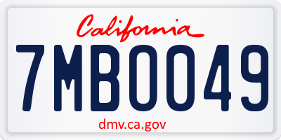 CA license plate 7MBO049