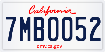 CA license plate 7MBO052