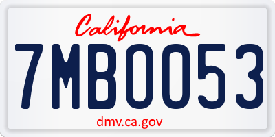CA license plate 7MBO053