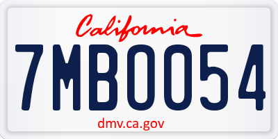 CA license plate 7MBO054