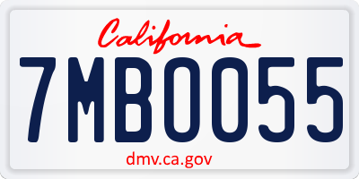 CA license plate 7MBO055