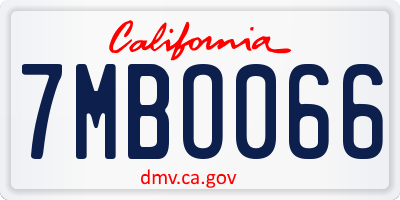 CA license plate 7MBO066