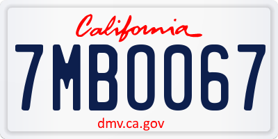 CA license plate 7MBO067