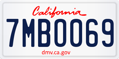 CA license plate 7MBO069