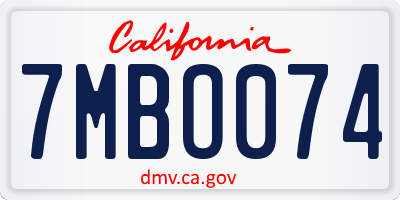 CA license plate 7MBO074