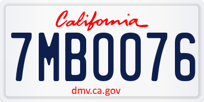 CA license plate 7MBO076