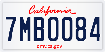 CA license plate 7MBO084