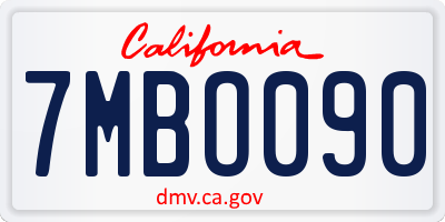 CA license plate 7MBO090