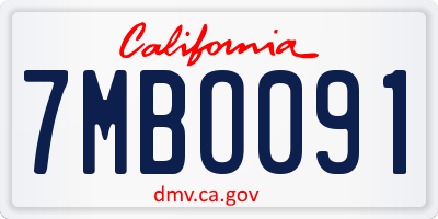 CA license plate 7MBO091