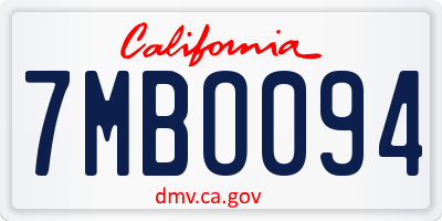 CA license plate 7MBO094